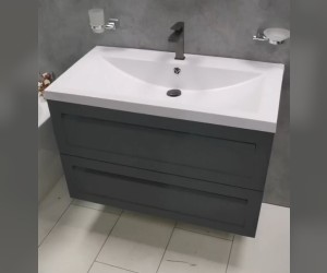 Тумба под раковину Art&Max AM-Platino-750-2C-SO-GM, 75 x 48 x 55 см подвесная, серый матовый