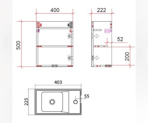Тумба под раковину Art&Max Family-400-1D-SO-CV, 40 x 22.5 x 59.5 см подвесная, серый