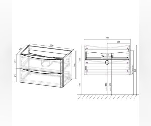 Тумба под раковину Vincea Paola 80 см, подвесная, дуб винтаж, VMC-2P800VO