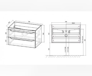 Тумба под раковину Vincea Fine VMC-2F800GW 80 см, подвесная, белый глянцевый