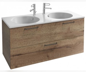 Тумба под раковину Jacob Delafon Odeon Rive Gauche 120 см, EB2545-R9-E52, цвет дуб табак, ручки черные