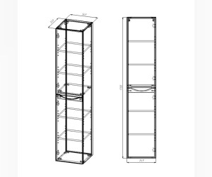 Пенал Vincea Mia 35 см, подвесной, серый бетон, левый/правый, VSC-2M170BT-L/R