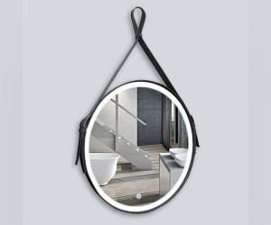 Зеркало Vincea с подсветкой на кожаном ремне с датчиком движения, цвет черный, D61 см, VLM-2N600+