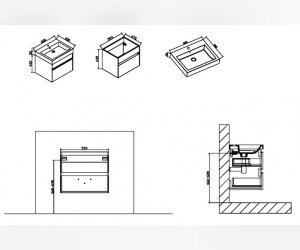 Тумба под раковину Vincea Chiara 60 см, подвесная, коричневый (T.Oak), VMC-1C600TO