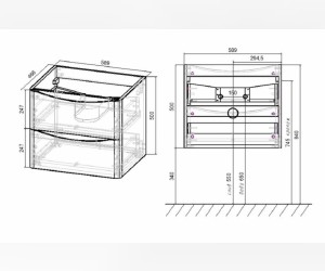 Тумба под раковину Vincea Paola VMC-2P600GW 60 см, подвесная, белый глянцевый