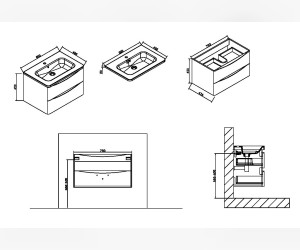 Тумба под раковину Vincea Roberta VMC-1R800MS 80 см, подвесная, серый