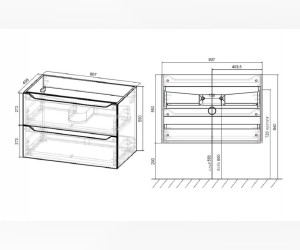Тумба под раковину Vincea Norma VMC-2N800GW 80 см, подвесная, белый глянцевый