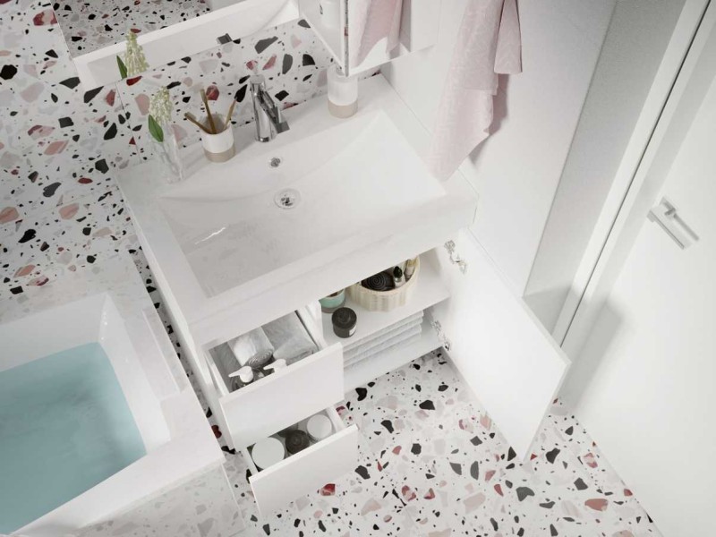 Тумба под раковину 1Marka Cube 75 см, напольная, белый, У79532