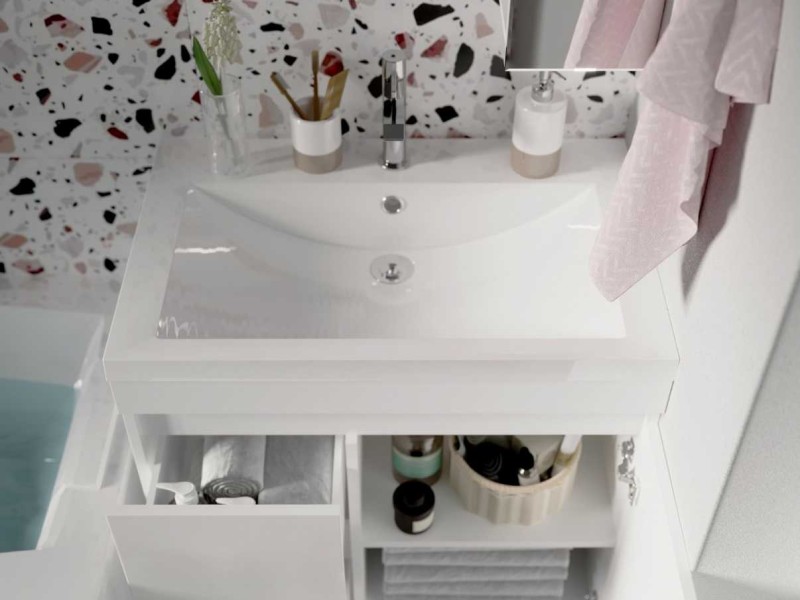 Тумба под раковину 1Marka Cube 75 см, напольная, белый, У79532