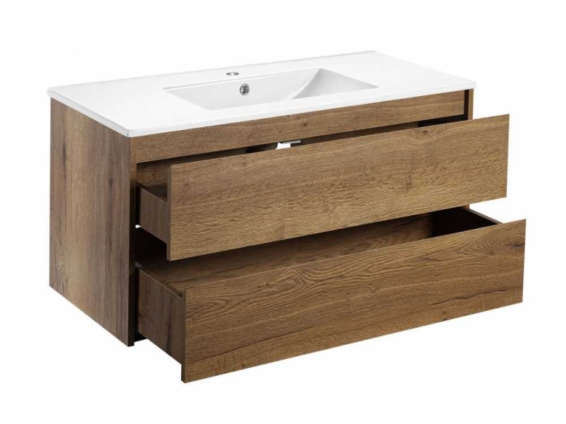 Тумба под раковину Vincea Gio 100 см, подвесная, коричневый (T.Oak), VMC-2G100TO