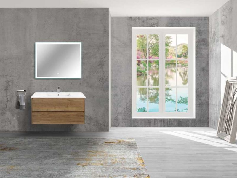 Тумба под раковину Vincea Gio 100 см, подвесная, коричневый (T.Oak), VMC-2G100TO