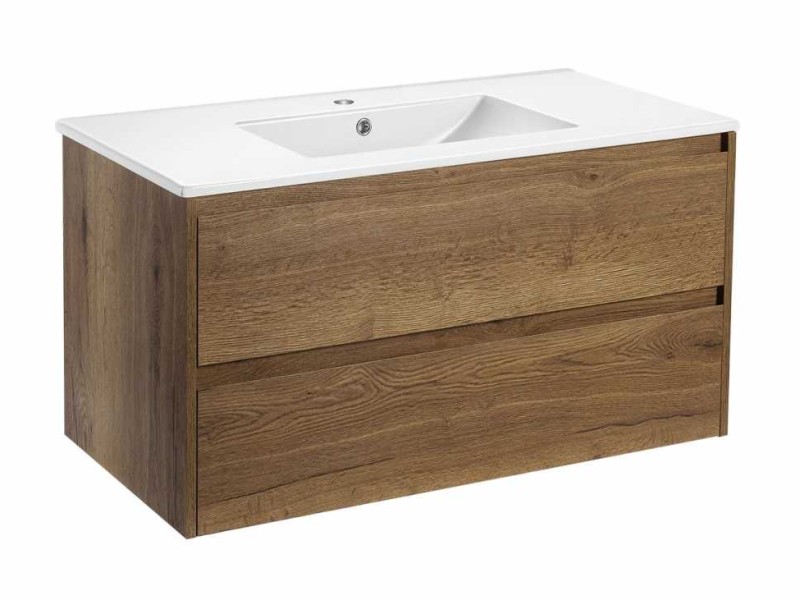 Тумба под раковину Vincea Gio 100 см, подвесная, коричневый (T.Oak), VMC-2G100TO