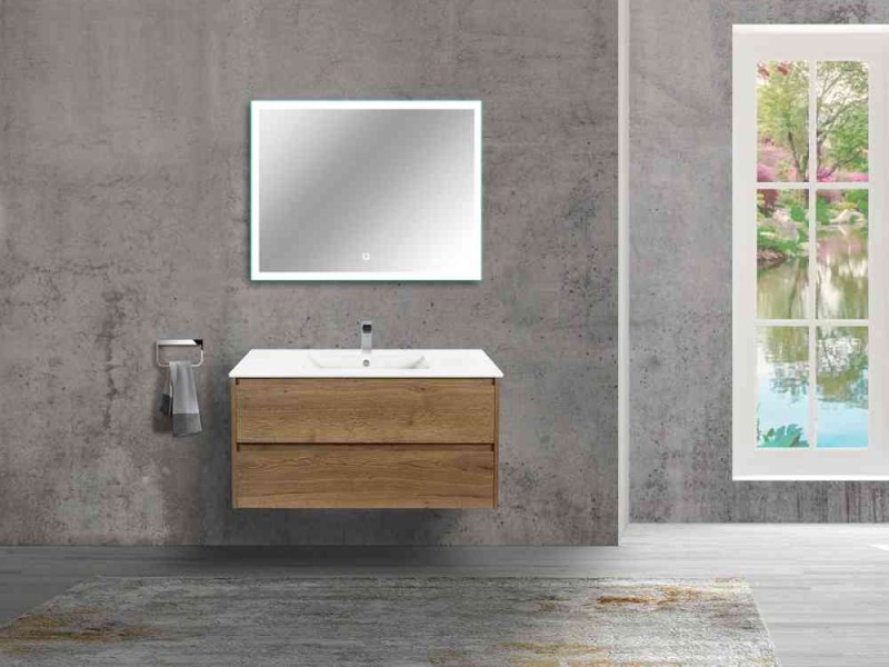 Тумба под раковину Vincea Gio 100 см, подвесная, коричневый (T.Oak), VMC-2G100TO