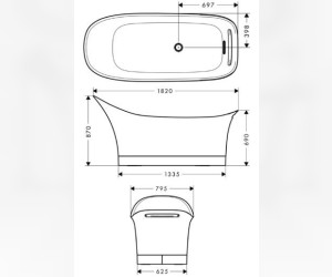 Ванна из литьевого мрамора Axor Urquiola 11440000, 180 x 80 см