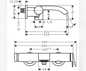 Смеситель Hansgrohe Vivenis для ванны и душа, белый матовый, 75420700