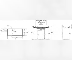 Раковина Jacob Delafon Rythmik EXN112-Z-00, 100 см, подвесная