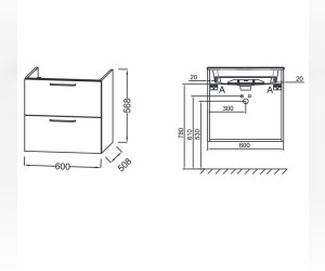 Тумба под раковину Jacob Delafon Odeon Rive Gauche 60 см, EB2520-R9-E52, цвет дуб табак, ручки черные