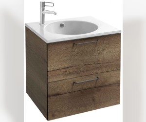 Тумба под раковину Jacob Delafon Odeon Rive Gauche 60 см, EB2520-R9-E52, цвет дуб табак, ручки черные