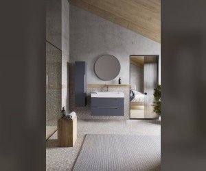 Подвесной универсальный левый/правый пенал с одной дверью в сером матовом цвете