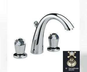 Смеситель Nicolazzi Cristallo 2009GF22 для раковины на три отверстия, английское золото