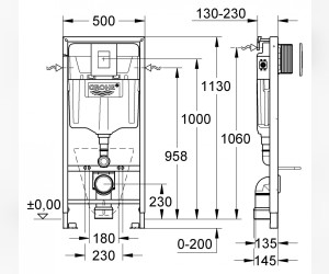 Инсталляция Grohe Rapid SL 38775001 в комплекте с крепежом и кнопкой