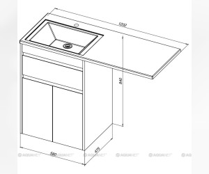 Тумба под раковину Aquanet Токио 58 00237745 (напольная, 1 ящик, 2 дверцы), цвет белый