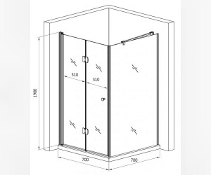 Душевой уголок Gemy Dutch Windmill S37193A-D70 70 х 70 см квадратный, стекло прозрачное, хром