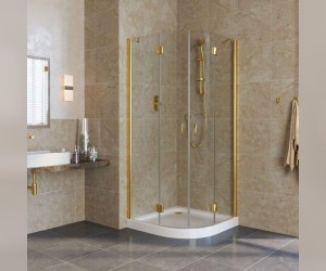 Душевой уголок Vegas Glass AFS Lux, 80 x 80 x 189.5 см, профиль золото, стекло сатин