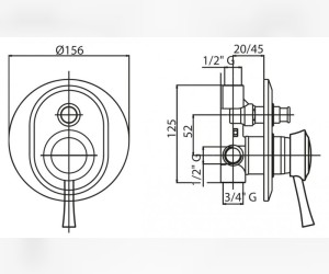 Смеситель для душа Cezares Giubileo GIUBILEO-VDIM-02, бронза