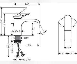 Смеситель для раковины Hansgrohe Vivenis, с донным клапаном, хром глянцевый, 75010000