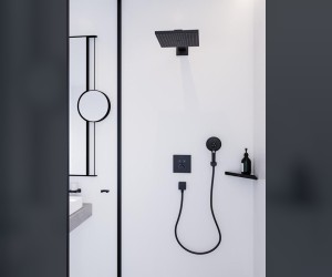 Верхний душ Hansgrohe Raindance 26238670, 300x300 мм, 1 режим струи, с держателем, черный матовый