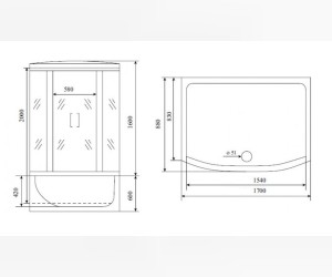Душевая кабина Timo Standart Т-6670 Silver 170 x 88 см, с крышей, хром