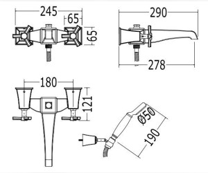 Смеситель Devon&Devon Time TIME234MOT для ванны/душа, светлое золото