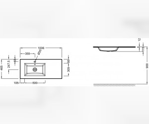 Раковина стеклянная Jacob Delafon Vox EB2103-DD1, 100 х 46 см, левая, белая, глянцевая