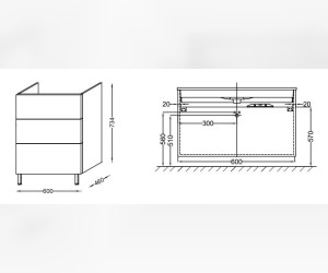Тумба под раковину Jacob Delafon Vox 60 см, EB3000, серый антрацит