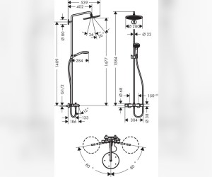 Душевая система Hansgrohe Croma Select S 280 26792000, SHP Wanne chrom