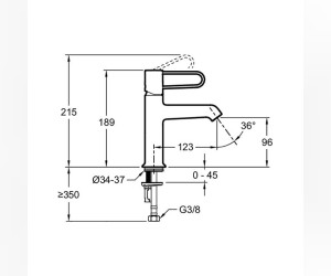 Смеситель для раковины Jacob Delafon Odeon Rive Gauche E21029-BL-BL, без донного клапана, корпус черный, ручка черная