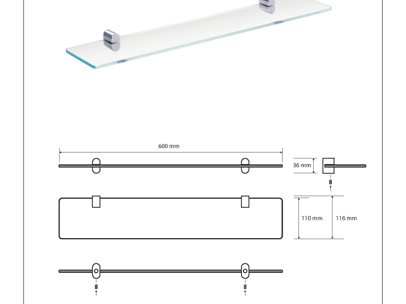 ORGANIC: Полка стеклянная Bemeta